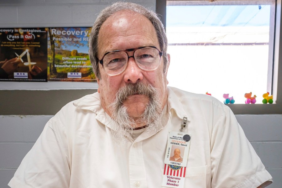 This photo, provided by Missourians to Abolish the Death Penalty, shows inmate David Hosier, Friday, June 7, 2024, at Potosi Correctional Center in Potosi, Missouri. Hosier is scheduled to be executed Tuesday, June 11, 2024, for the deaths of a Jefferson City couple in 2009, but he has long questioned how he could be convicted on circumstantial evidence. (Missourians to Abolish the Death Penalty via AP)