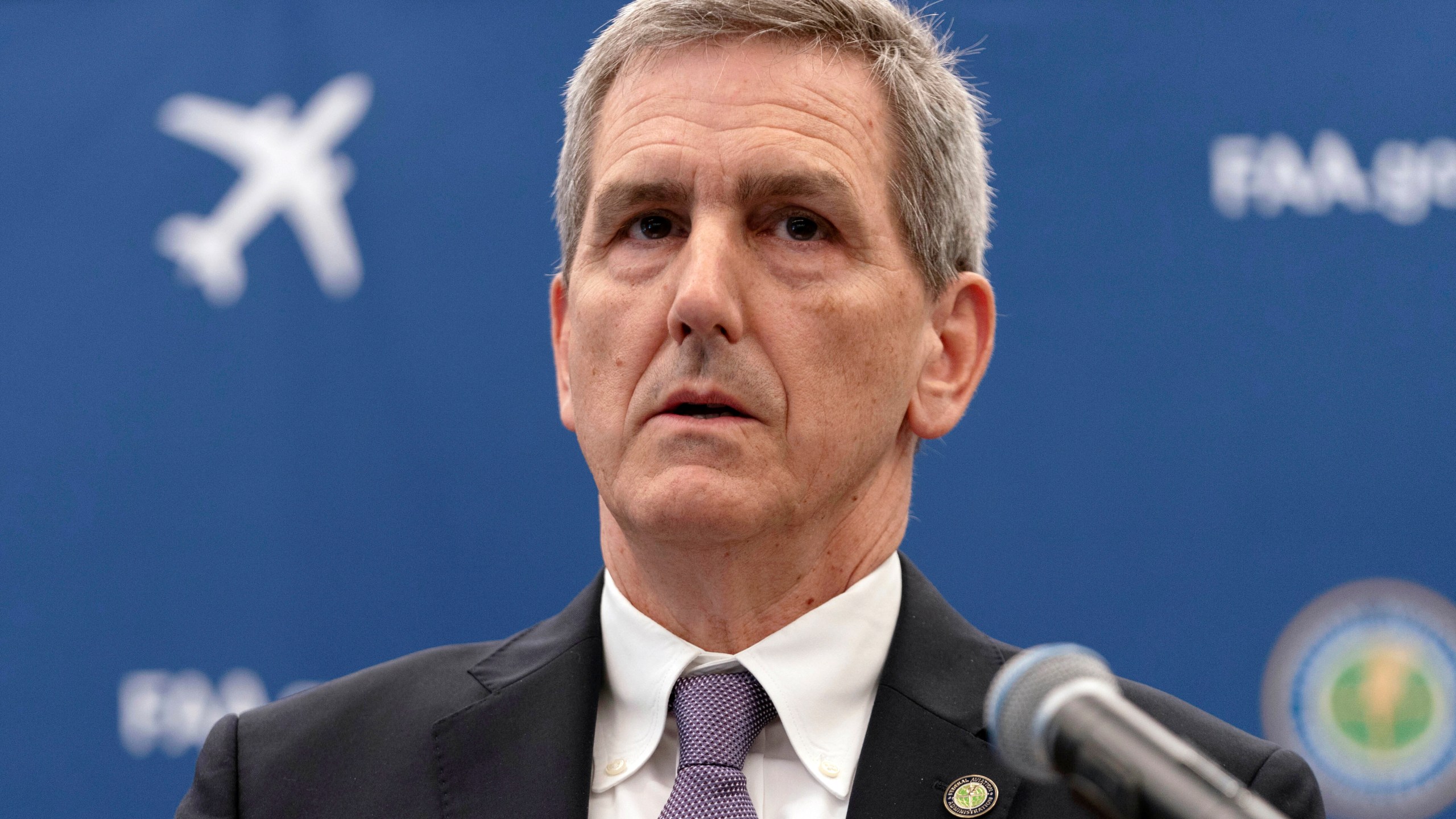 FILE - FAA Administrator Mike Whitaker speaks at a news conference at FAA headquarters in Washington, Thursday, May 30, 2024. Whitaker, the nation’s top aviation regulator, said Thursday, June 13, 2024, that the Federal Aviation Administration should have been more aware of manufacturing problems inside Boeing before a panel blew off a 737 Max during a flight in January. (AP Photo/Jose Luis Magana, File)