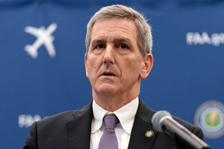 FILE - FAA Administrator Mike Whitaker speaks at a news conference at FAA headquarters in Washington, Thursday, May 30, 2024. Whitaker, the nation’s top aviation regulator, said Thursday, June 13, 2024, that the Federal Aviation Administration should have been more aware of manufacturing problems inside Boeing before a panel blew off a 737 Max during a flight in January. (AP Photo/Jose Luis Magana, File)