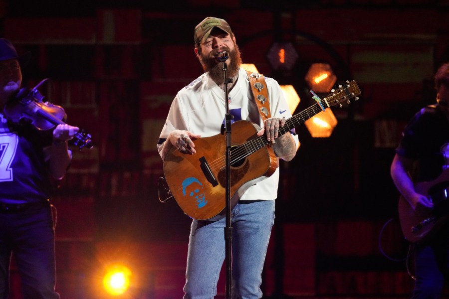 FILE - Post Malone performs a medley during the 59th annual Academy of Country Music Awards on Thursday, May 16, 2024, at the Ford Center in Frisco, Texas. Post Malone and Doja Cat, two of pop music’s biggest stars, will headline this year’s Global Citizen Festival in New York’s Central Park on Sept. 28, 2024, as organizers focus on mobilizing young people to help address the world’s pressing problems. (AP Photo/Chris Pizzello, File)