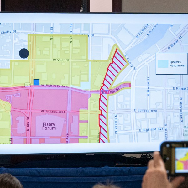 The U.S. Secret Service released maps Friday, June 21, 2024, showing the parade route and protest zones that will be allowed during the Republican National Convention held in Milwaukee next month. (AP Photo/Andy Manis)