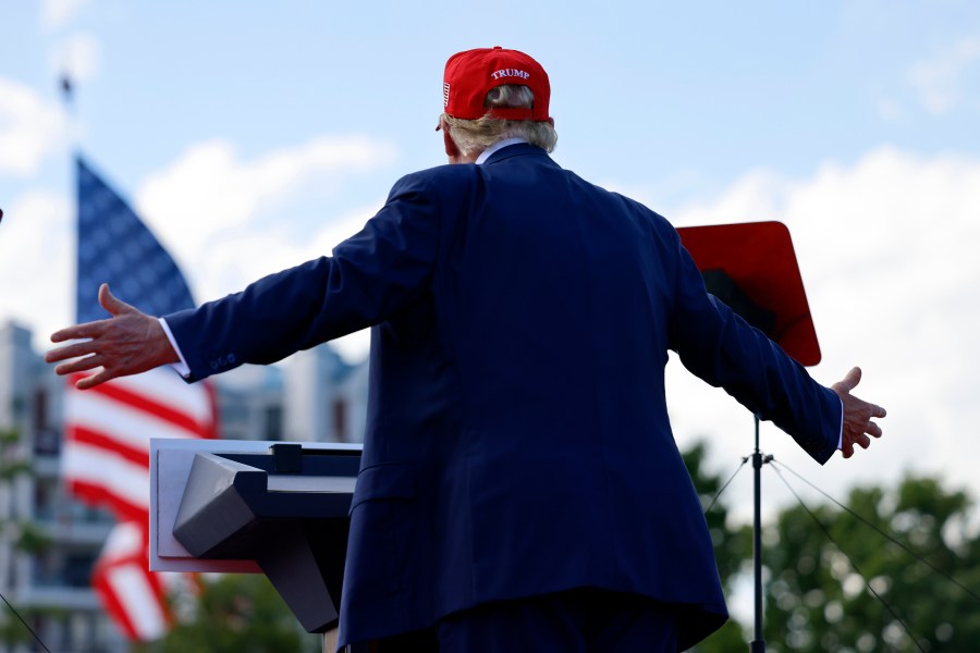 Republican presidential candidate former President Donald Trump speaks at a campaign event Tuesday, June 18, 2024, in Racine, Wis. (AP Photo/Jeffrey Phelps)