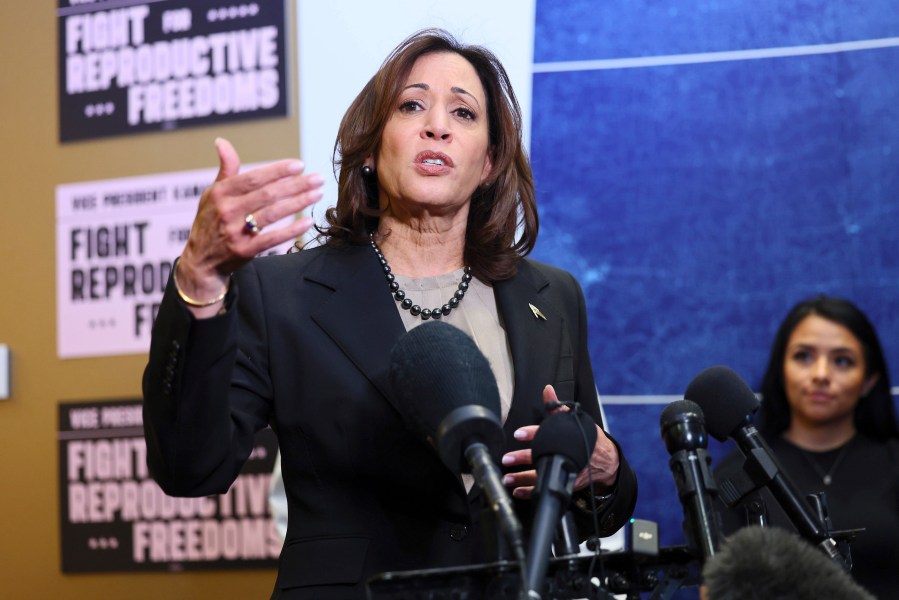 FILE - Vice President Kamala Harris speaks at Planned Parenthood, March. 14, 2024, in St. Paul, Minn. Planned Parenthood will spend $40 million ahead of November's elections to bolster President Joe Biden and leading congressional Democrats. It will initially target eight states: Arizona, Georgia, Pennsylvania, Wisconsin, North Carolina, Montana, New Hampshire and New York. (AP Photo/Adam Bettcher, File)