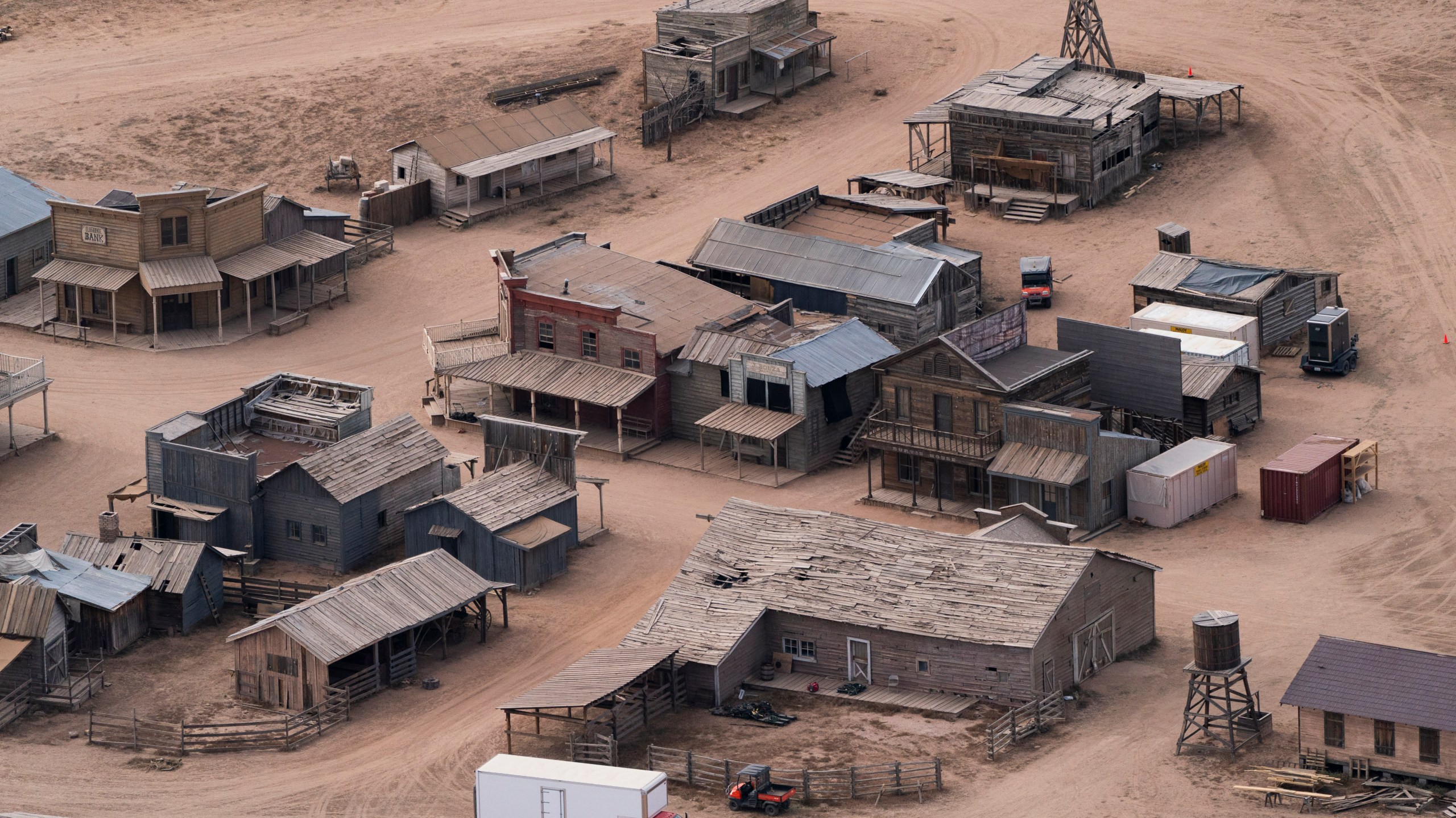 This aerial photo shows the Bonanza Creek Ranch in Santa Fe, N.M, Oct. 23, 2021, used for the film "Rust."