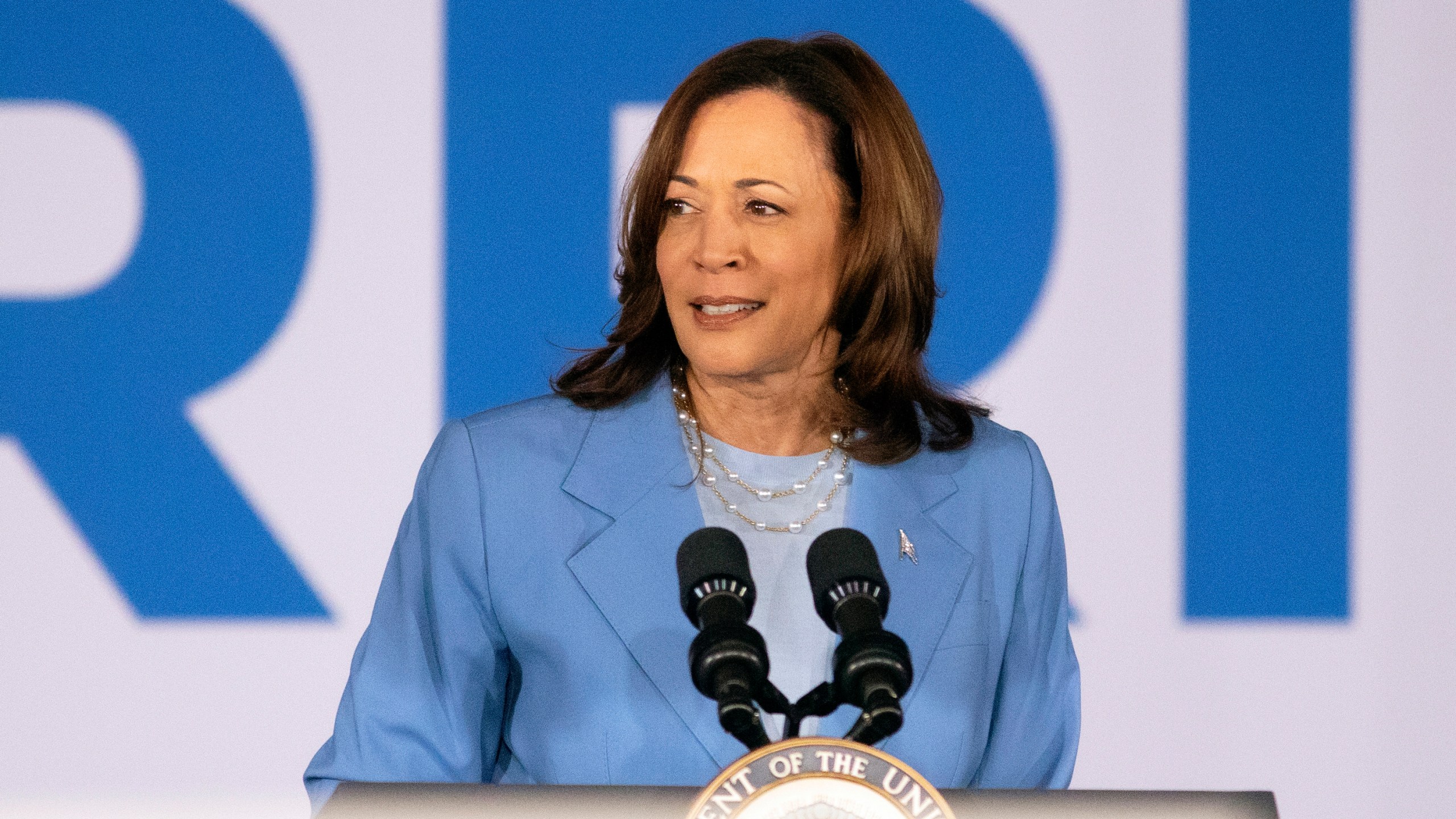 Vice President Kamala Harris speaks during a postdebate campaign rally, Friday, June 28, 2024, in Las Vegas.