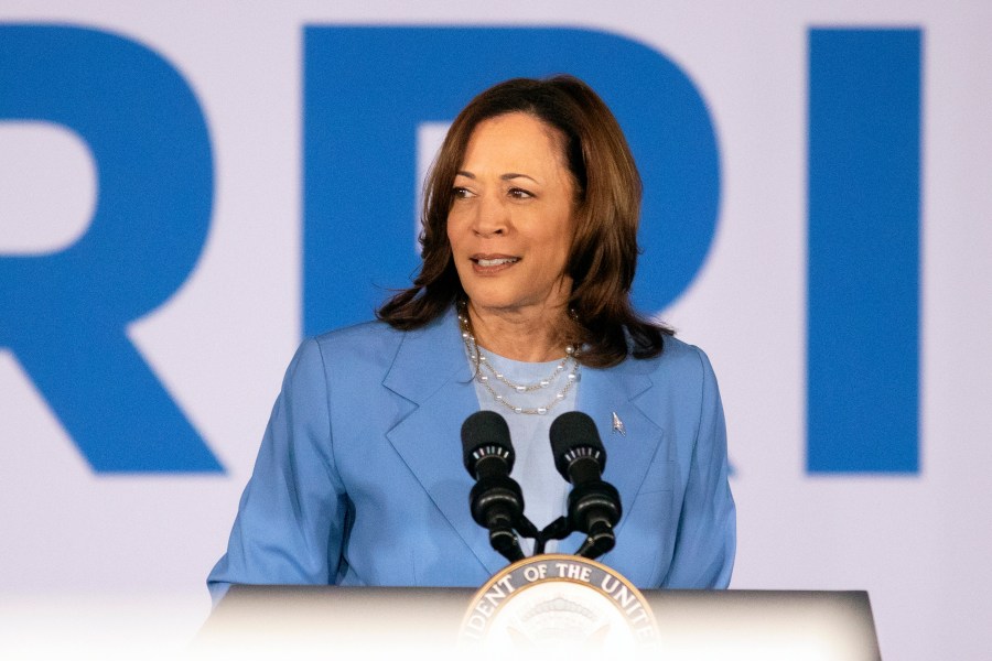 Vice President Kamala Harris speaks during a postdebate campaign rally, Friday, June 28, 2024, in Las Vegas.