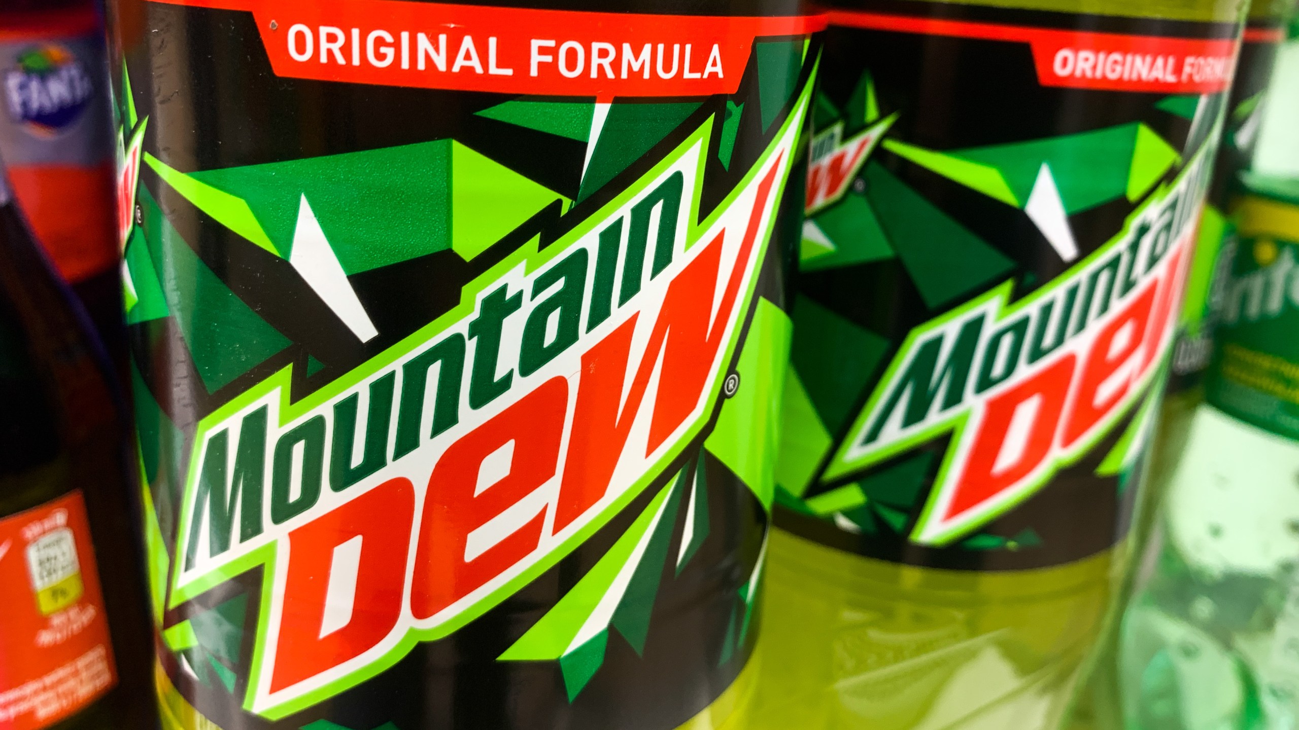 A picture of Mountain Dew bottles.