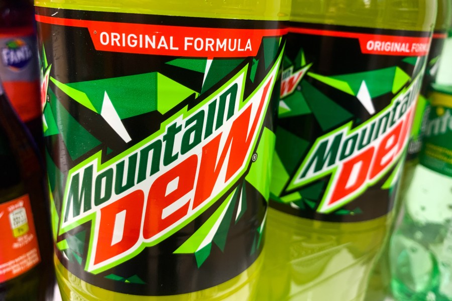 A picture of Mountain Dew bottles.