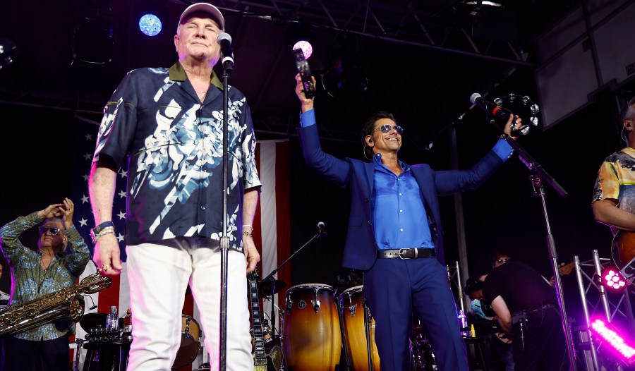 Mike Love and John Stamos performs with the Beach Boys on May 31, 2024.