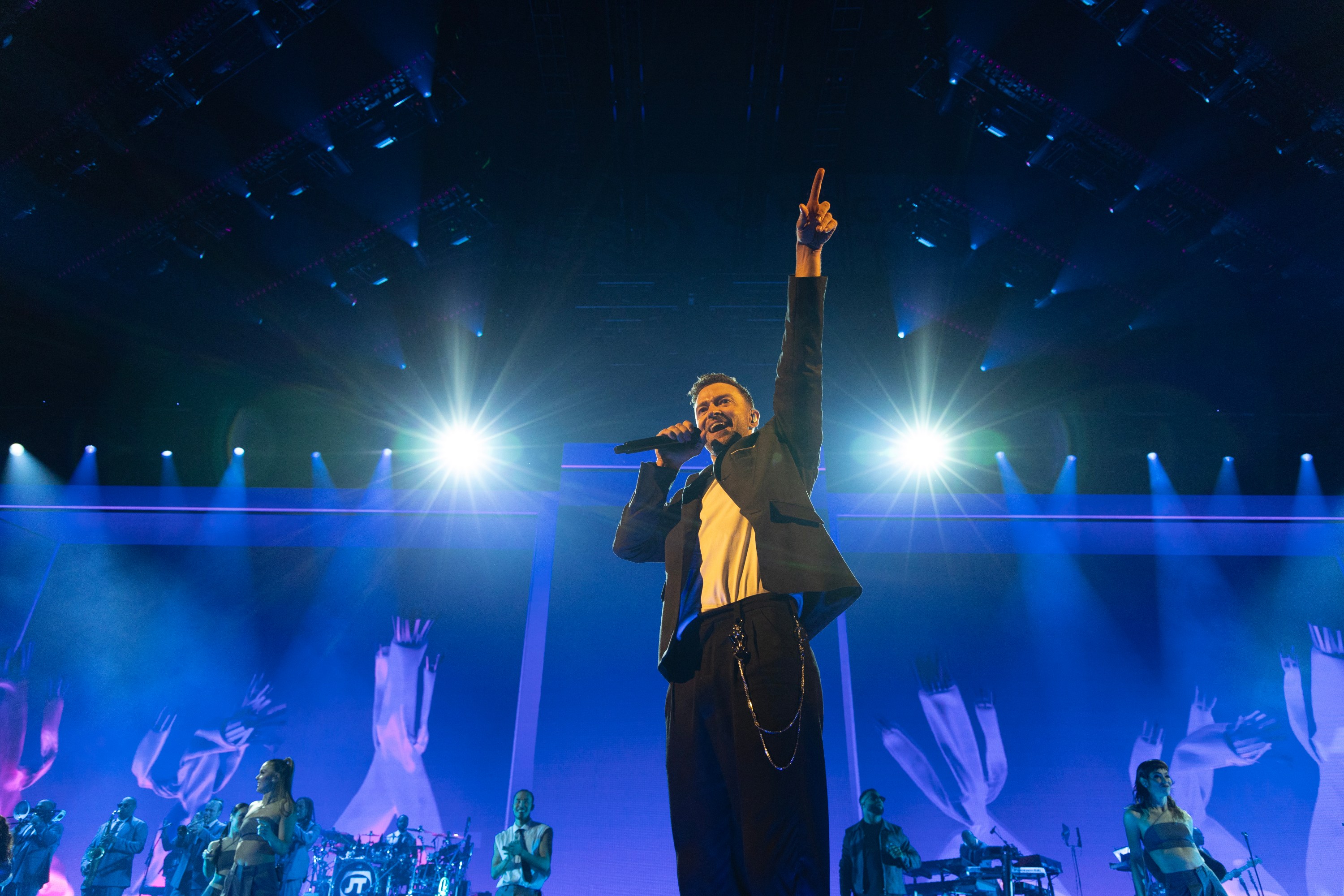 Justin Timberlake performs onstage during his "The Forget Tomorrow" world tour at Rogers Arena on April 29, 2024