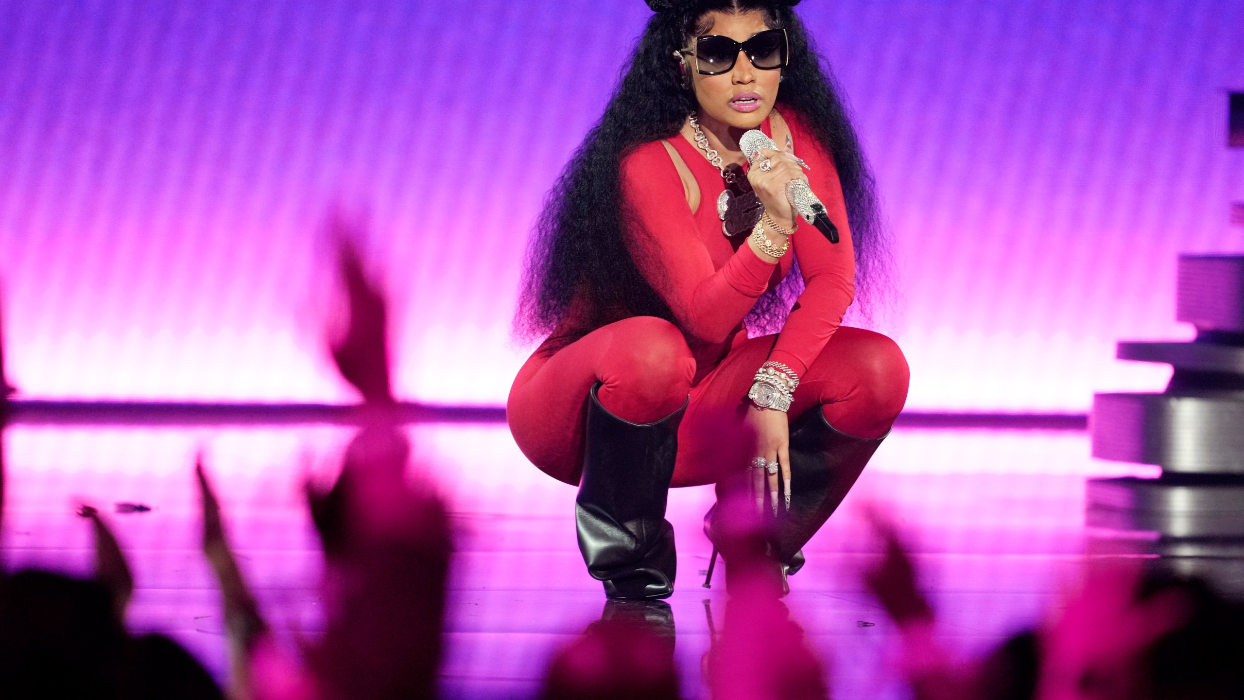 FILE - Nicki Minaj performs during the MTV Video Music Awards on Tuesday, Sept. 12, 2023, at the Prudential Center in Newark, N.J. (Photo by Charles Sykes/Invision/AP, File)