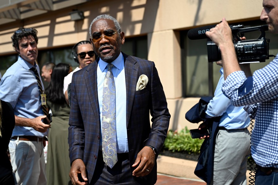 Rep. Gregory Meeks, D-N.Y., departs the Democratic National Committee Headquarters after meeting to discuss the 2024 election and President Joe Biden's candidacy Tuesday, July 9, 2024, in Washington. (AP Photo/John McDonnell)