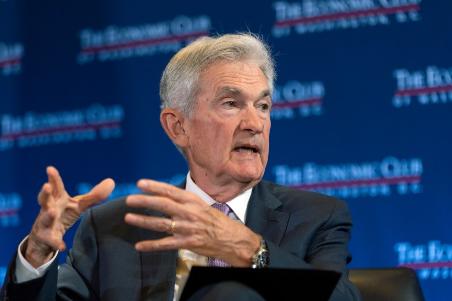 Federal Reserve Chair Jerome Powell participates in a conversation with Economic Club of Washington, DC, Monday, July 15, 2024, in Washington. (AP Photo/Manuel Balce Ceneta)