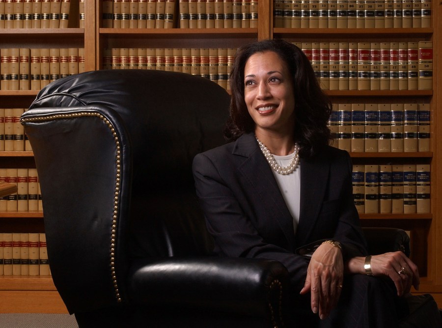 FILE - San Francisco District Attorney Kamala Harris poses for a portrait in San Francisco, June 18, 2004. She's already broken barriers, and now Vice President Harris could soon become the first Black woman to head a major party's presidential ticket after President Joe Biden's ended his reelection bid. The 59-year-old Harris was endorsed by Biden on Sunday, July 21, after he stepped aside amid widespread concerns about the viability of his candidacy. (AP Photo/Marcio Jose Sanchez, File)