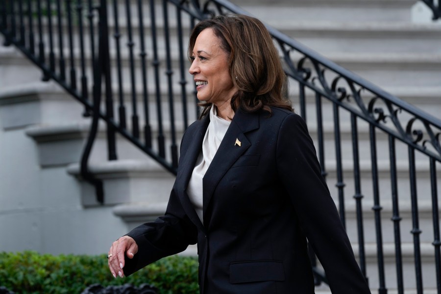 Vice President Kamala Harris walks back into the White House after speaking from the South Lawn of the White House in Washington, Monday, July 22, 2024, during an event with NCAA college athletes. This is her first public appearance since President Joe Biden endorsed her to be the next presidential nominee of the Democratic Party. (AP Photo/Susan Walsh)