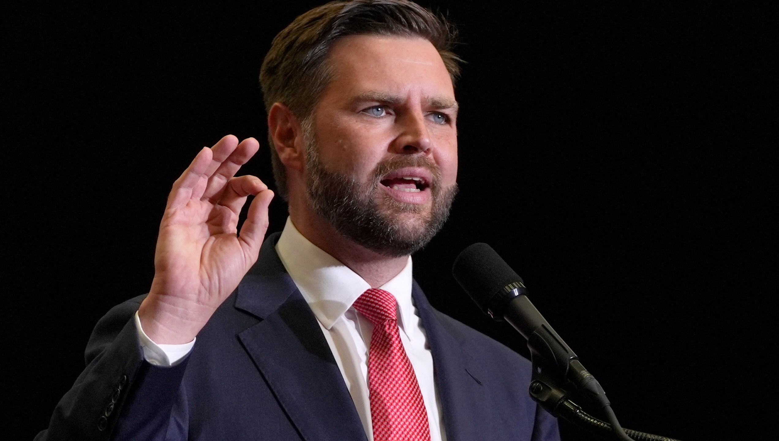 Republican vice presidential candidate Sen. JD Vance, R-Ohio, speaks at a campaign rally at Radford University, Monday, July 22, 2024, in Radford, Va. (AP Photo/Julia Nikhinson)