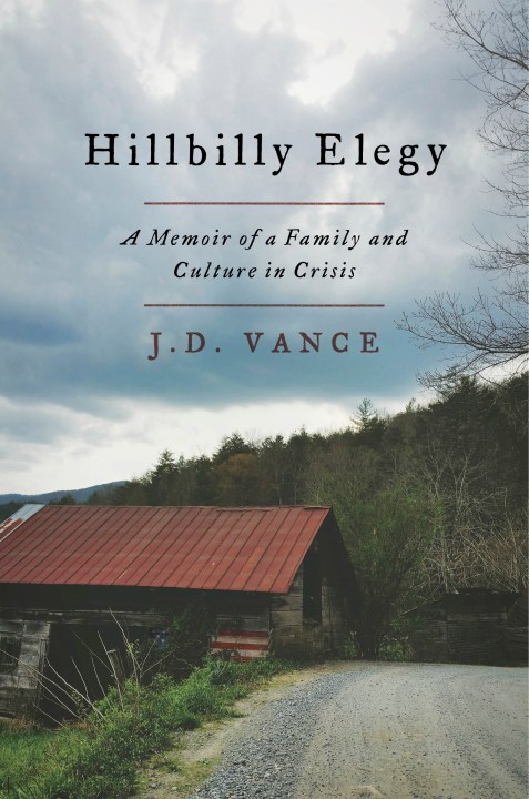 This book cover image released by HarperCollins Publishers shows "Hillbilly Elegy: A Memoir of a Family and Culture in Crisis," by J.D. Vance. Author J.D. Vance's book "Hillbilly Elegy" provides a vivid tour of the stark world he grew up in, set mainly in the Ohio city of Middletown that was hit hard by its dominant steelmaking company's decline, but also in his family's home eastern Kentucky hills region. (HarperCollins Publishers via AP)