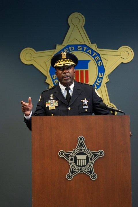 Chicago Police Superintendent Larry Snelling speaks during a Democratic National Convention security briefing at the U.S. Secret Service's Chicago Field Office Thursday, July 25, 2024, in Chicago. (AP Photo/Erin Hooley)