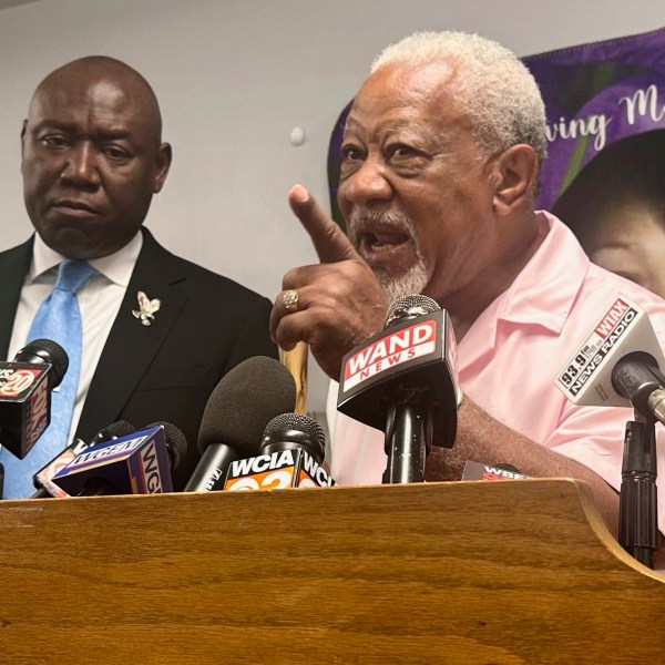 James Wilburn, father of Sonya Massey, speaks to reporters in Springfield, Ill. on Monday, July 22, 2024. A former Sangamon County sheriff's deputy has been charged with murder after shooting Massey inside her home while responding to a 911 call on July 6. (AP Photo/John O'Connor)