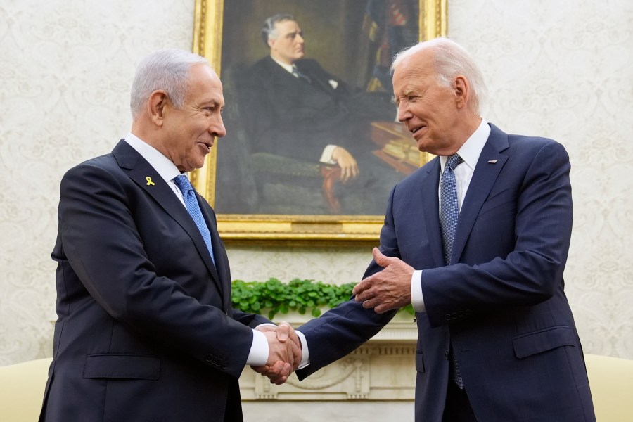 President Joe Biden meets with Israeli Prime Minister Benjamin Netanyahu in the Oval Office of the White House in Washington, Thursday, July 25, 2024. (AP Photo/Susan Walsh)