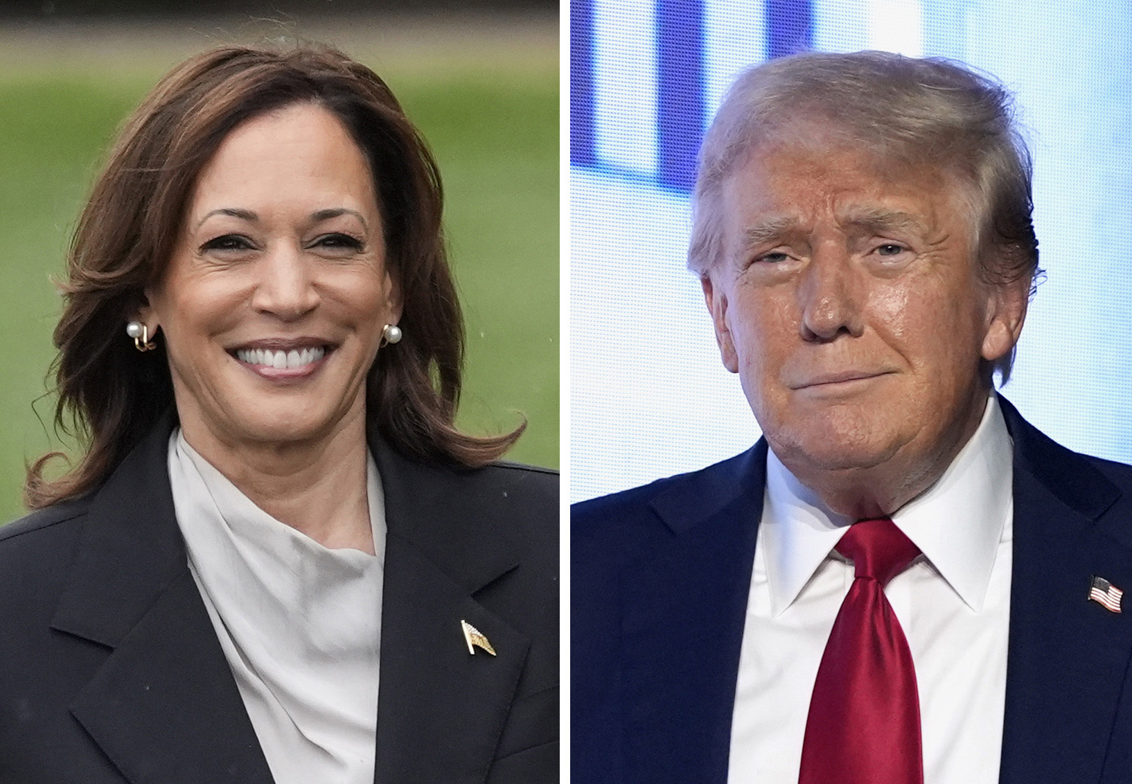 This combination photo shows Vice President Kamala Harris and former President Donald Trump.