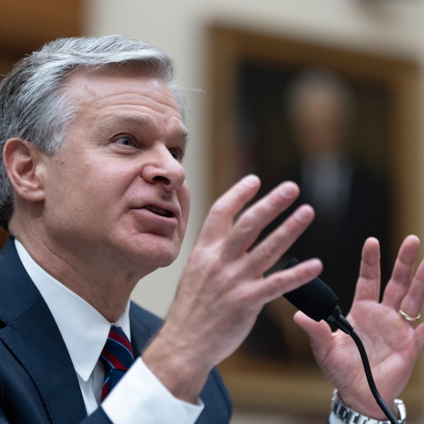 FBI Director Christopher Wray testifies in front of Congress on July 13, 2024.