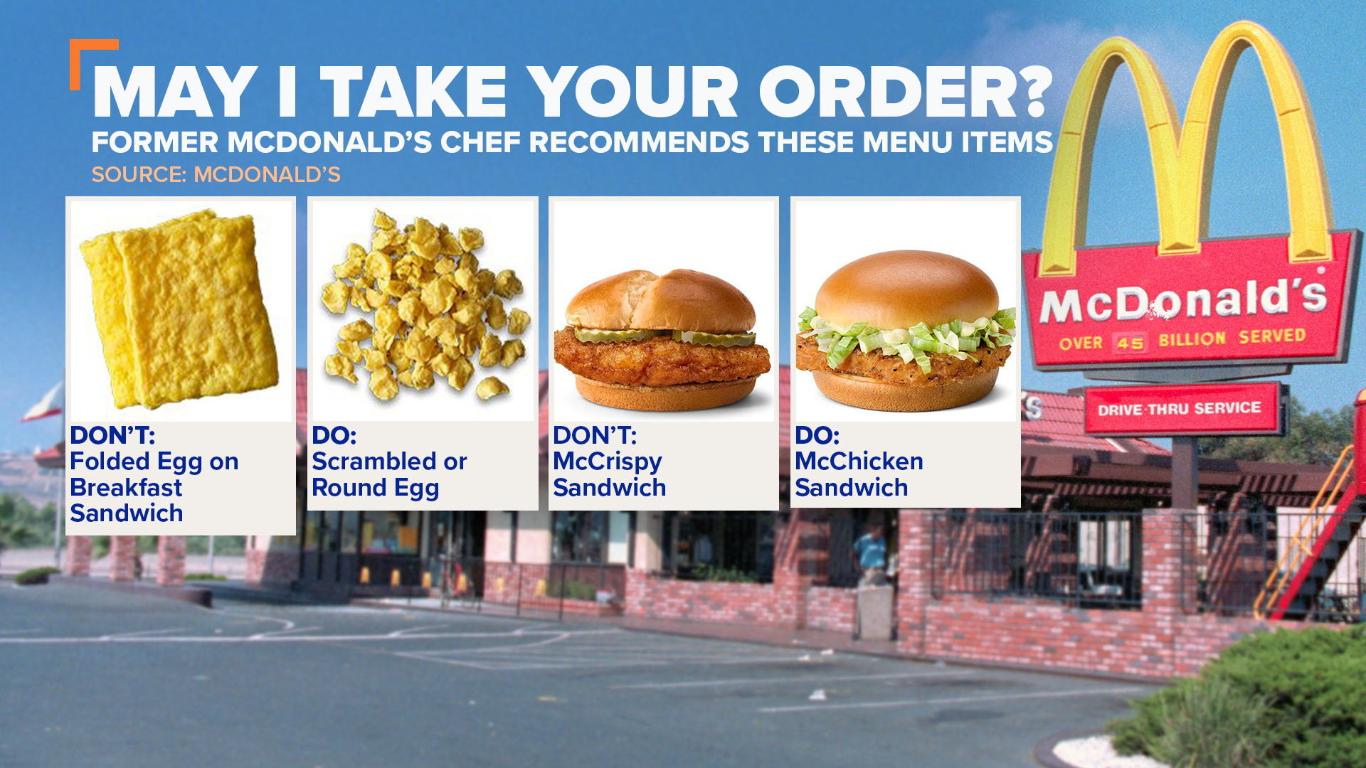 Former McDonald's chef recommends menu food hacks.