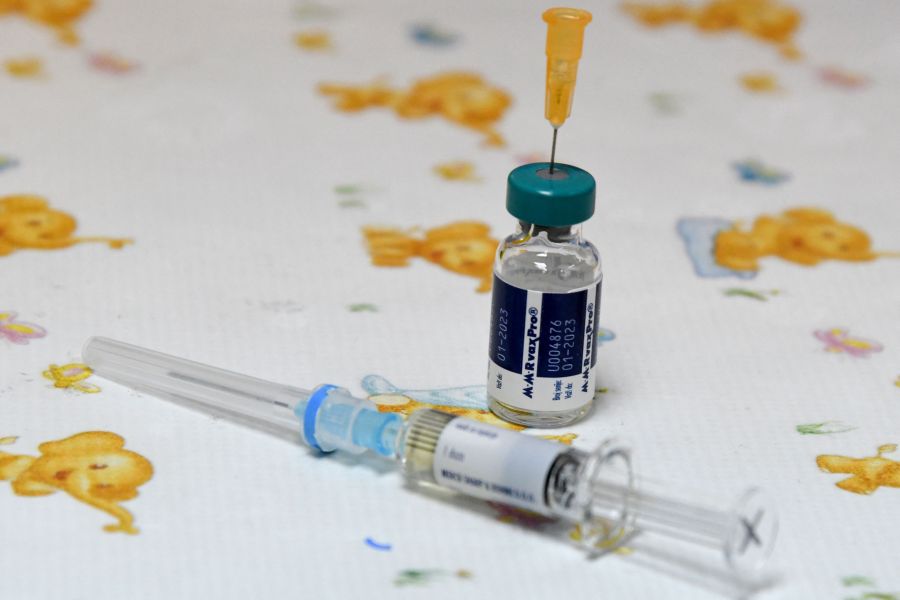 A health worker prepares a vaccine in a hospital of Montenegro's capital Podgorica.