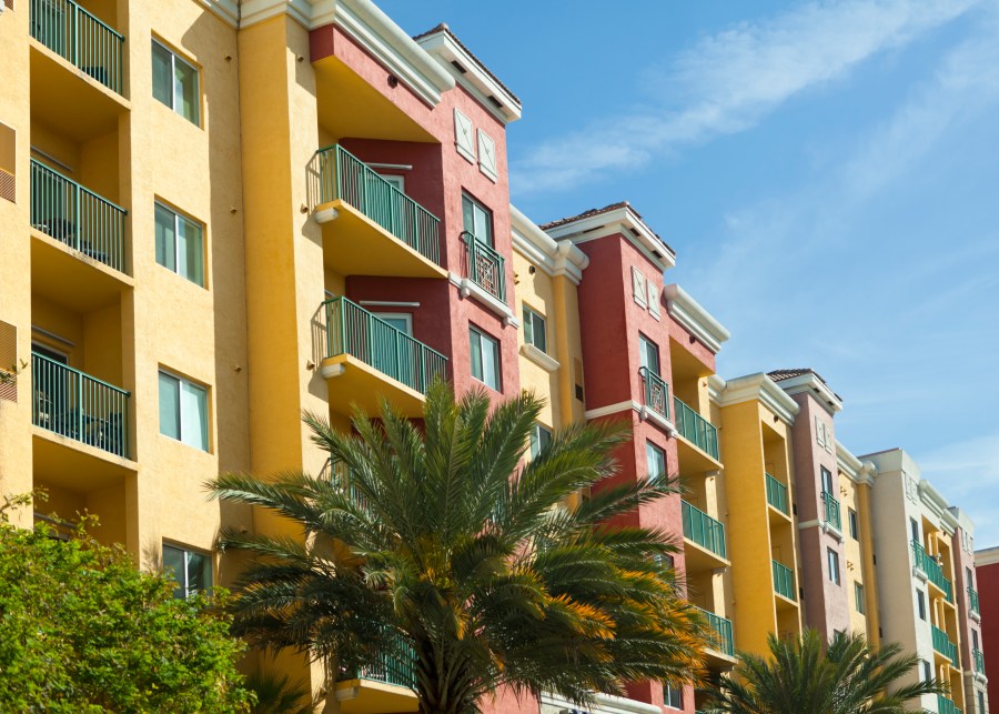 A colorful apartment building in Florida