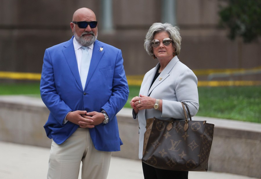 A photo of senior strategists for former President Donald Trump, Susie Wiles, left, and Chris LaCivita.