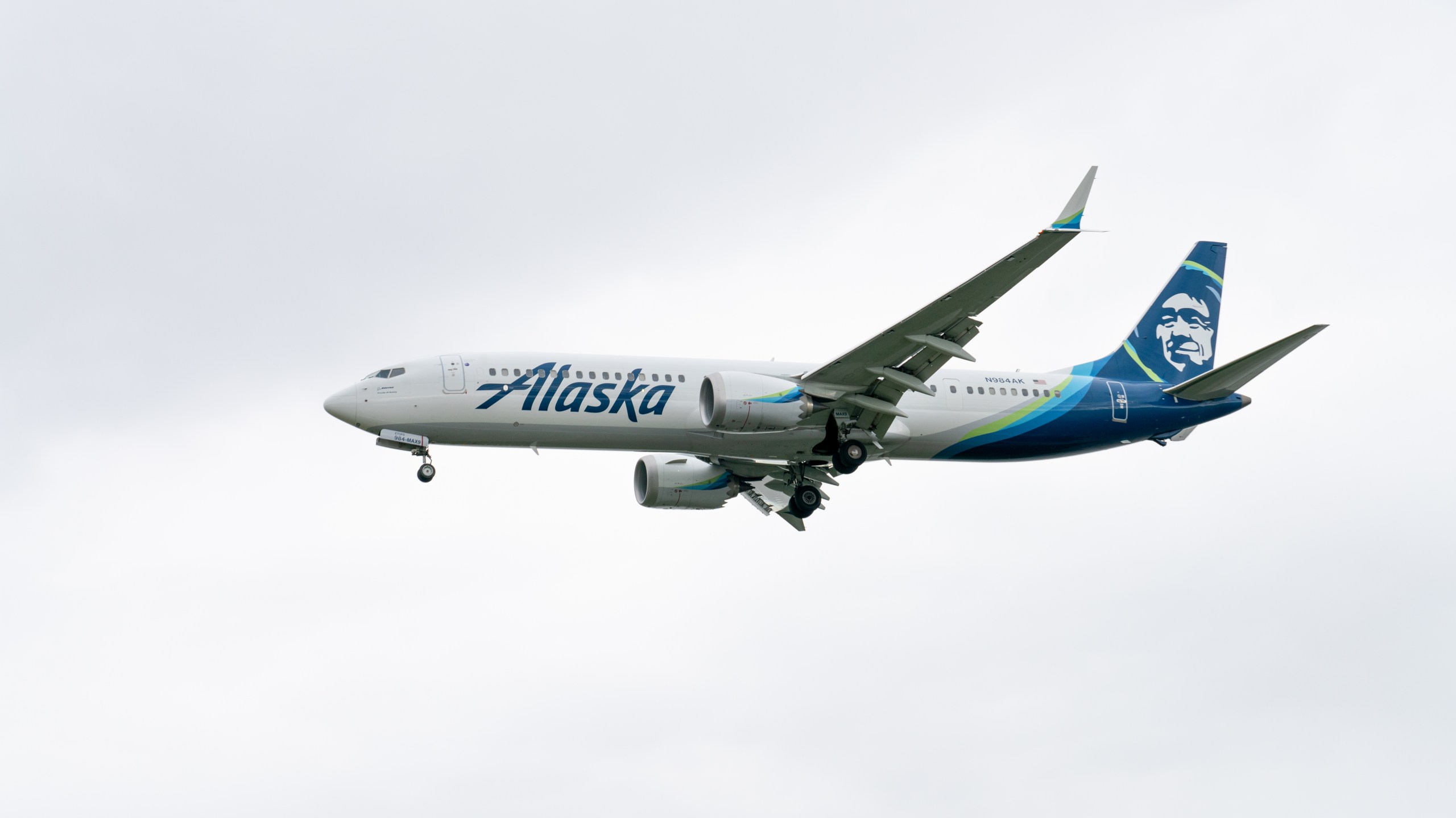 Boeing 737 MAX 9 aircraft belonging to Alaska Airlines is seen flying at Anchorage Ted Stevens International Airport in Anchorage, Alaska.