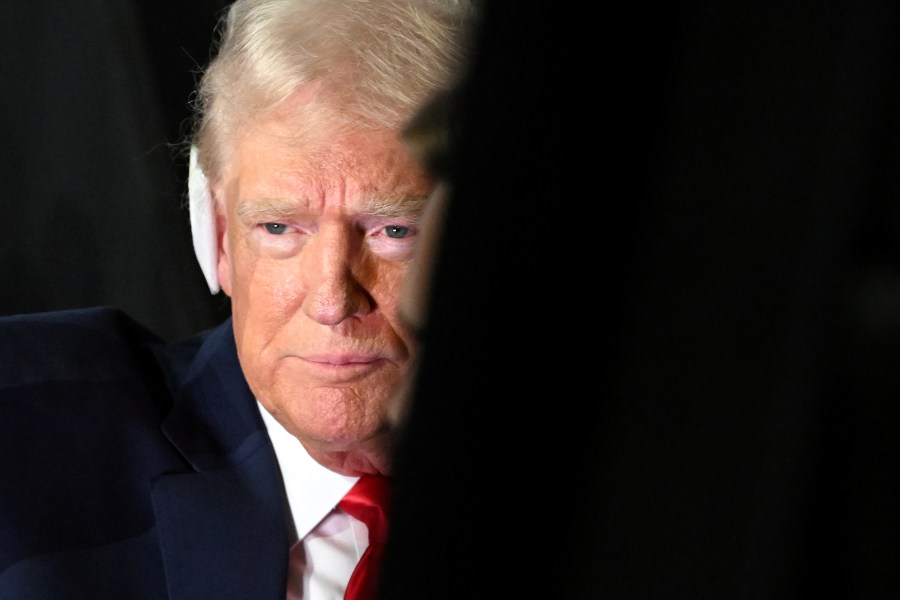 Former US President Donald Trump during the Republican National Convention, his ear bandaged.