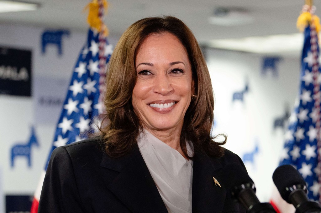 US Vice President and Democratic presidential candidate Kamala Harris speaks at her campaign headquarters in Wilmington, Delaware, on July 22, 2024.