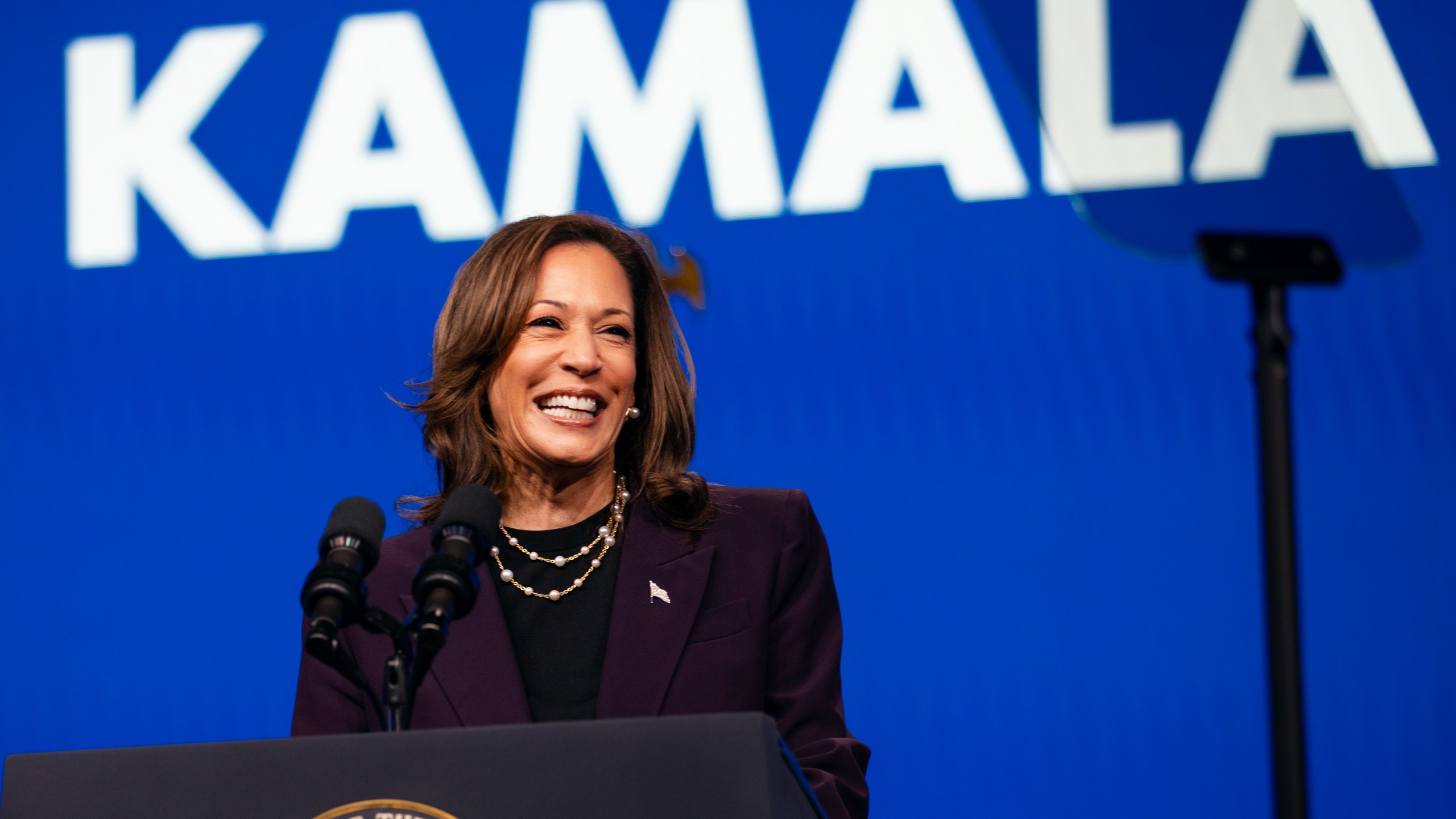 Vice President Kamala Harris speaks at the American Federation of Teachers' 88th National Convention on July 25.