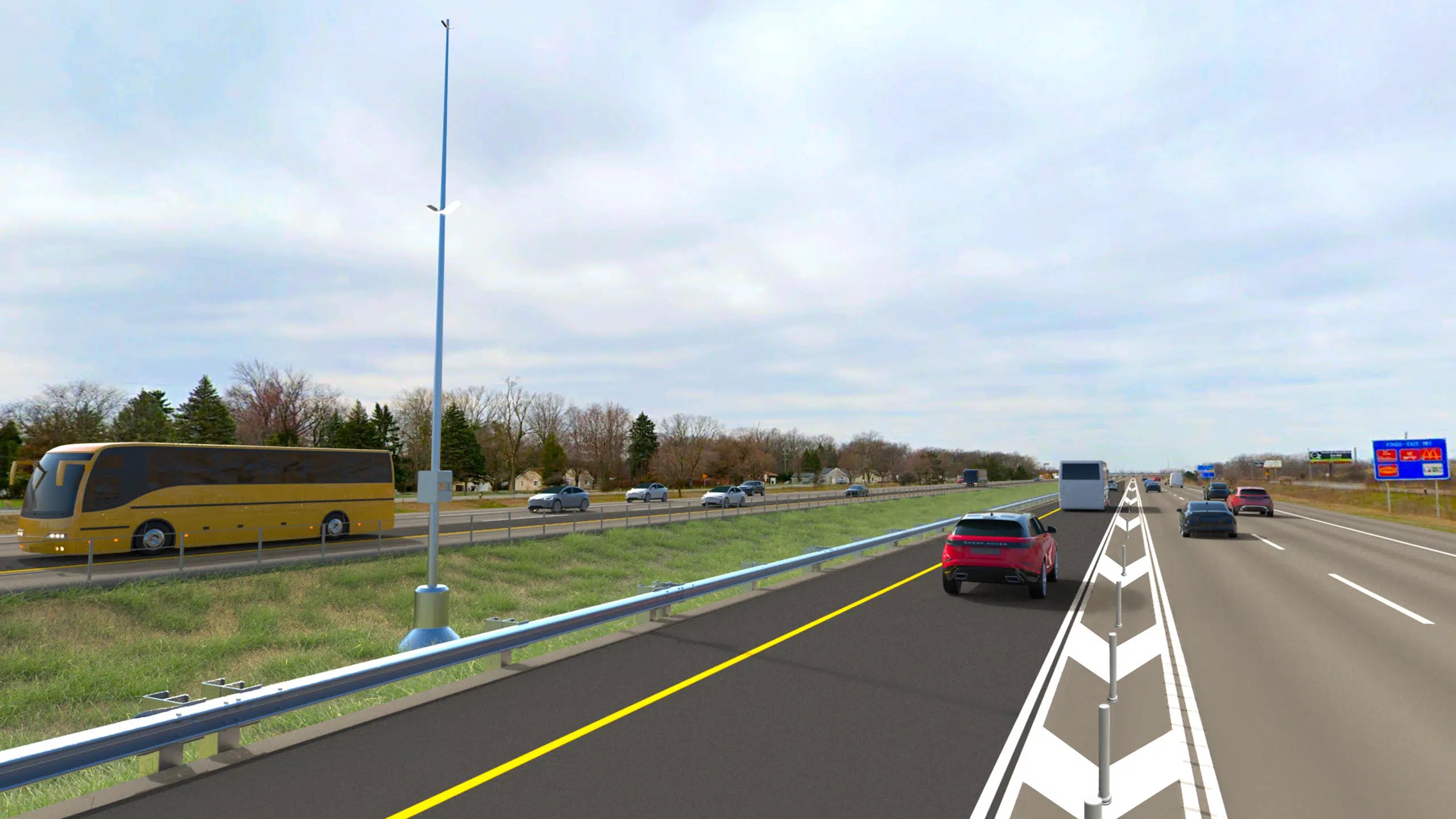 A rendering of I-94 west of Detroit that's been turned into a 'smart road.'