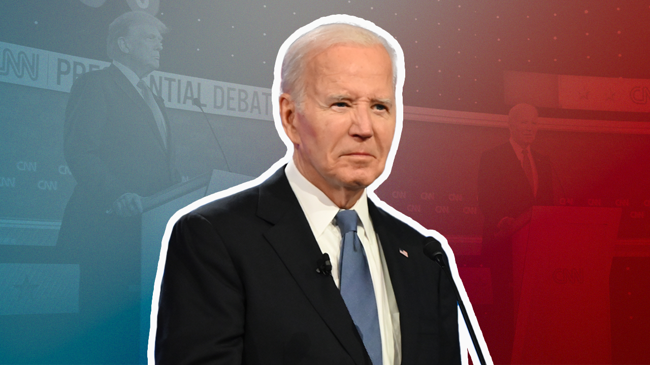 President Joe Biden highlighted on the stage of the CNN presidential debate.