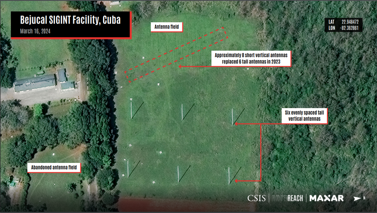 Satellite image of Bejucal SIGINT Facility, Cuba on March 16, 2024. (Credit: CSIS/Hidden Reach/Maxar 2024)