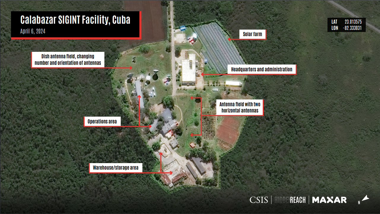 Satellite image of Calabazar SIGINT Facility, Cuba on April 6, 2024. (Credit: CSIS/Hidden Reach/Maxar 2024)