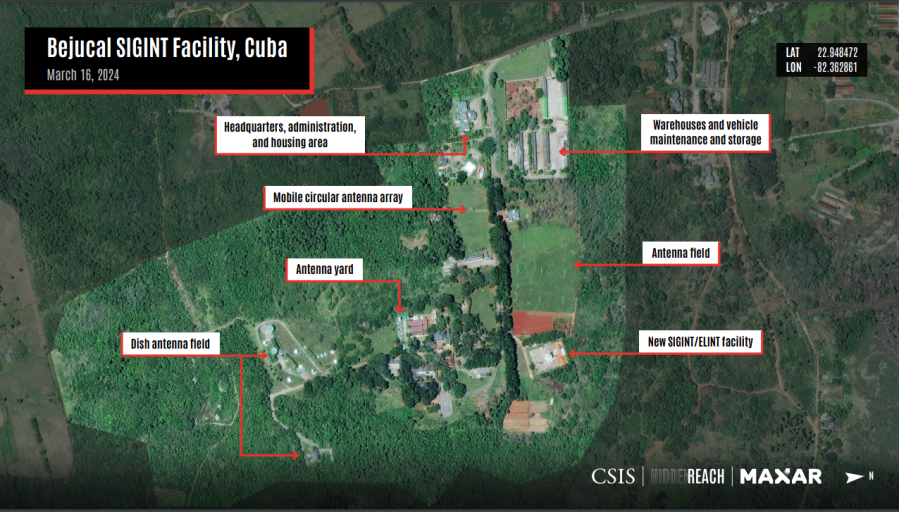 Satellite image of Bejucal SIGINT Facility, Cuba on March 16, 2024. (Credit: CSIS/Hidden Reach/Maxar 2024)