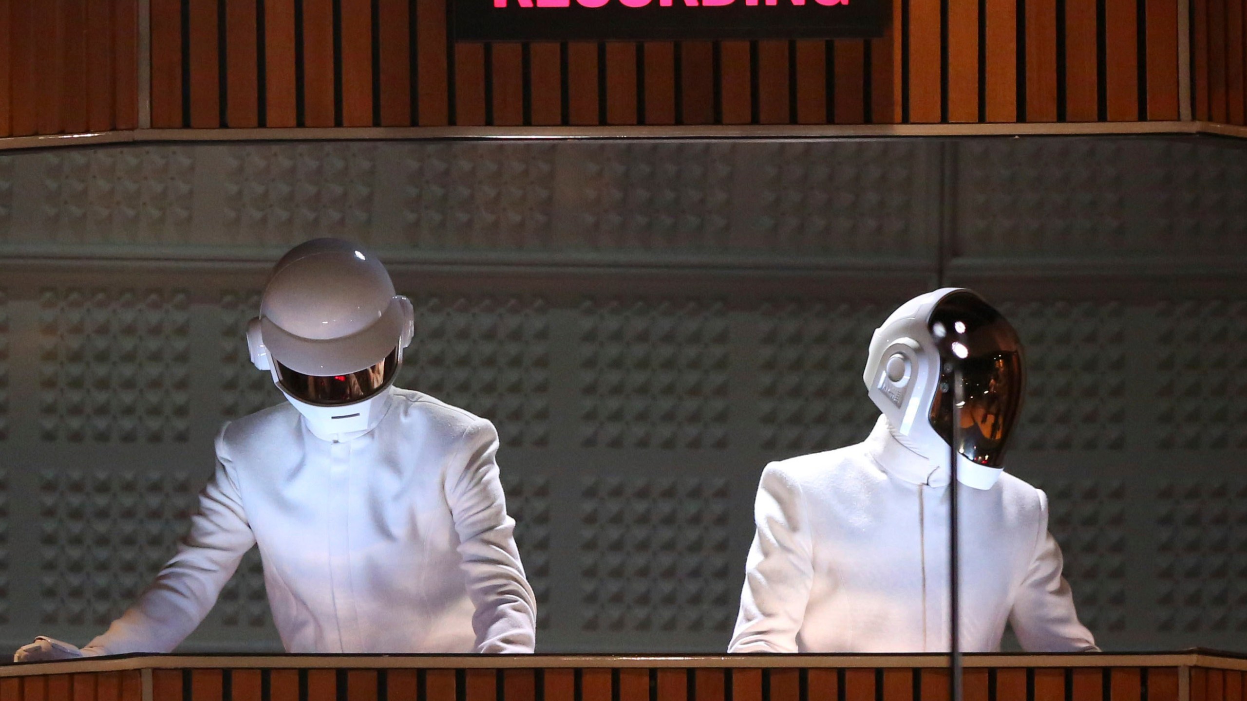 FILE - Thomas Bangalter, left, and Guy-Manuel de Homem-Christo of Daft Punk perform at the 56th annual Grammy Awards at Staples Center in Los Angeles, Jan. 26, 2014. (Photo by Matt Sayles/Invision/AP, File)