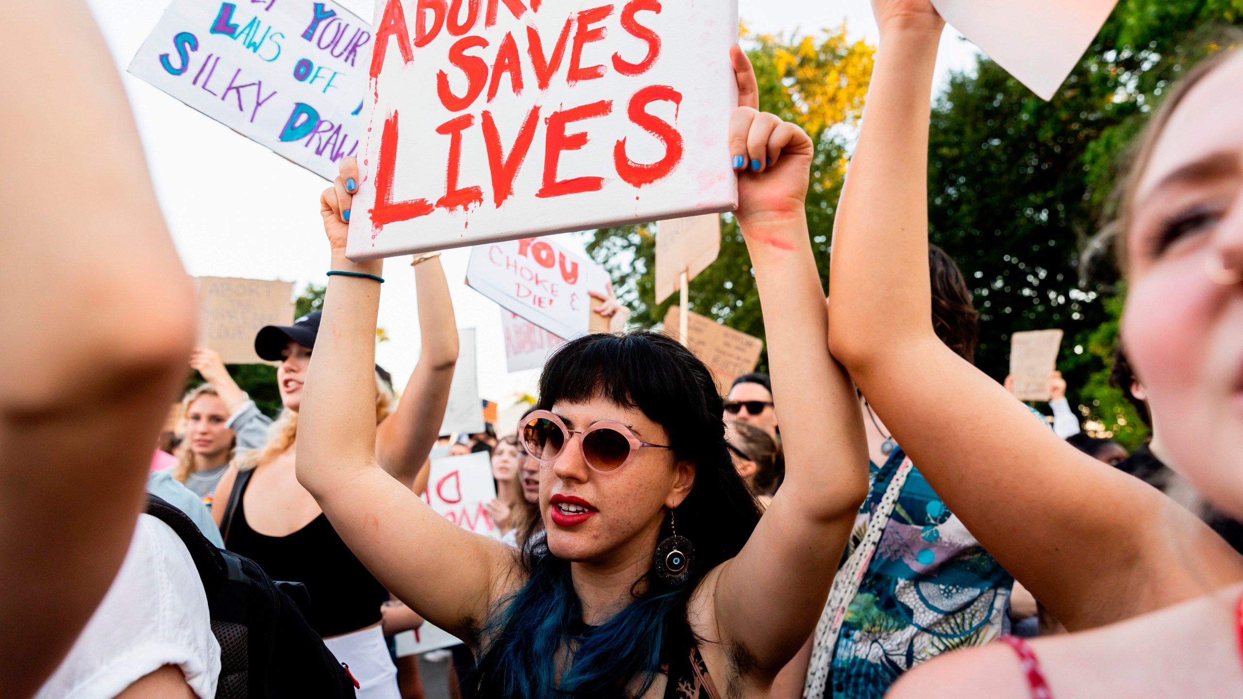 FILE - Abortion advocates rally outside the Supreme Court, June 24, 2022, in Washington. (AP Photo/Julia Nikhinson, File)