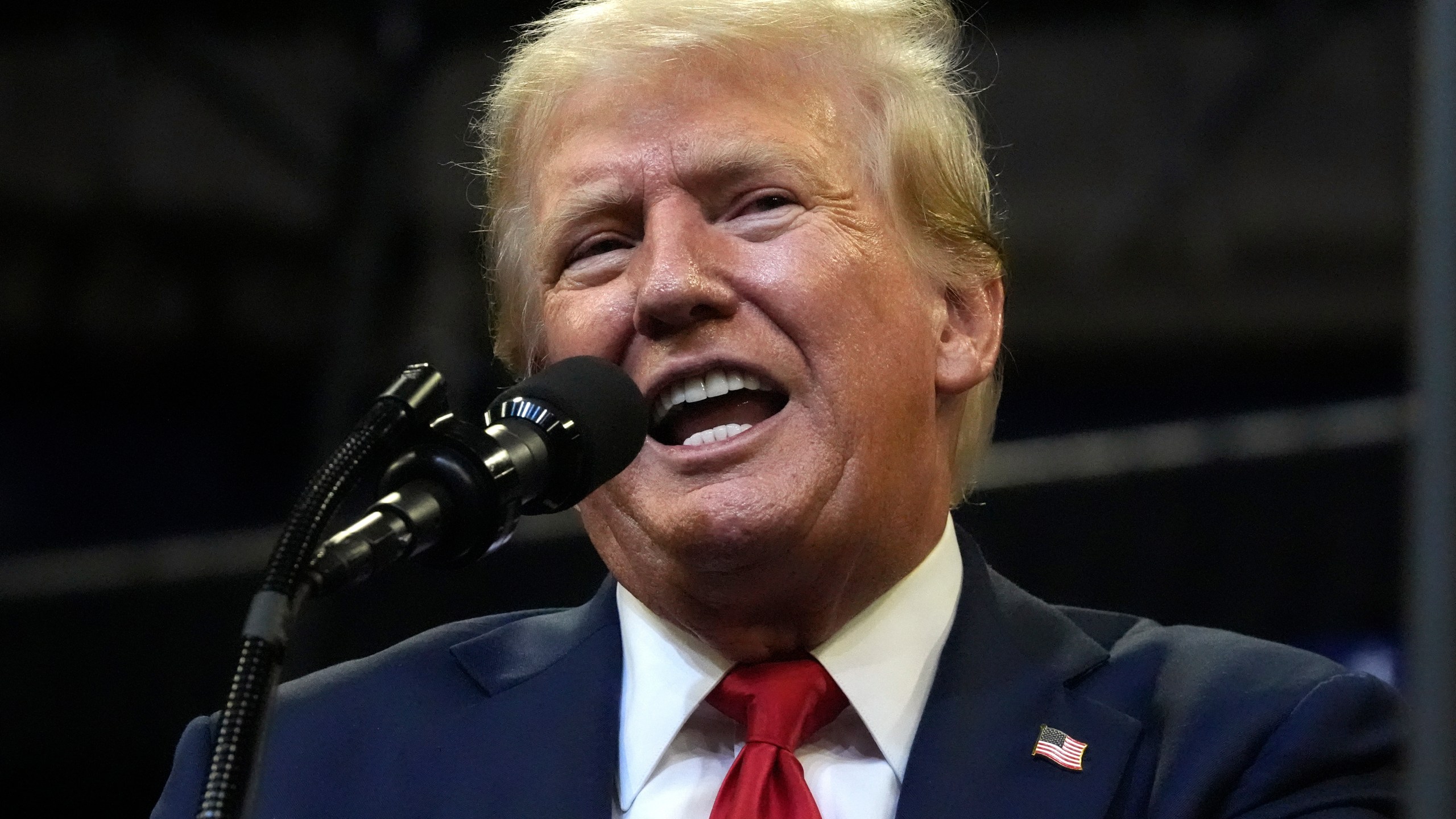 Republican presidential nominee former President Donald Trump speaks at a campaign rally in Bozeman, Mont., Friday, Aug. 9, 2024. (AP Photo/Rick Bowmer)