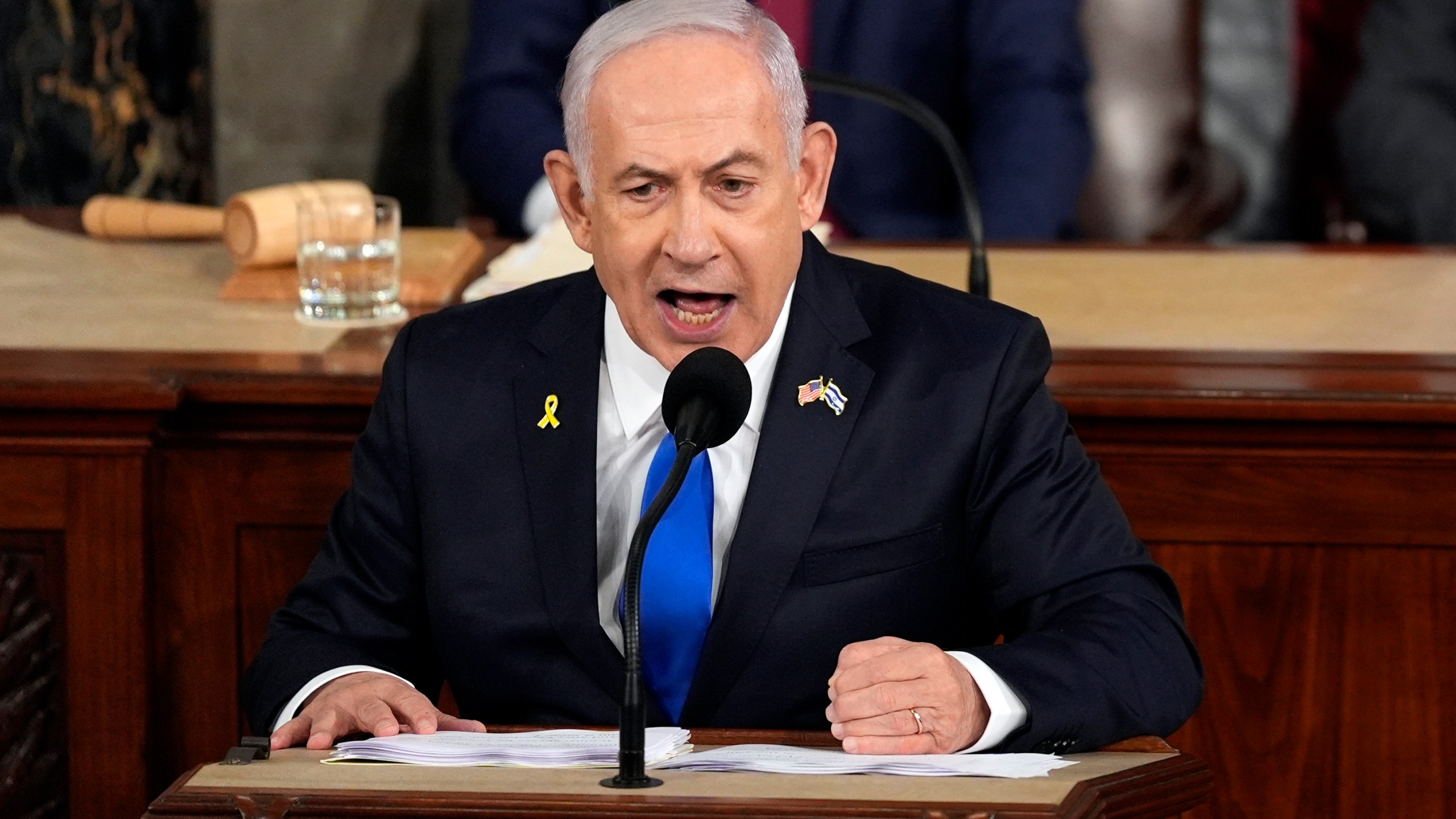 FILE - Israeli Prime Minister Benjamin Netanyahu speaks to a joint meeting of Congress at the Capitol in Washington, July 24, 2024. (AP Photo/Julia Nikhinson, File)