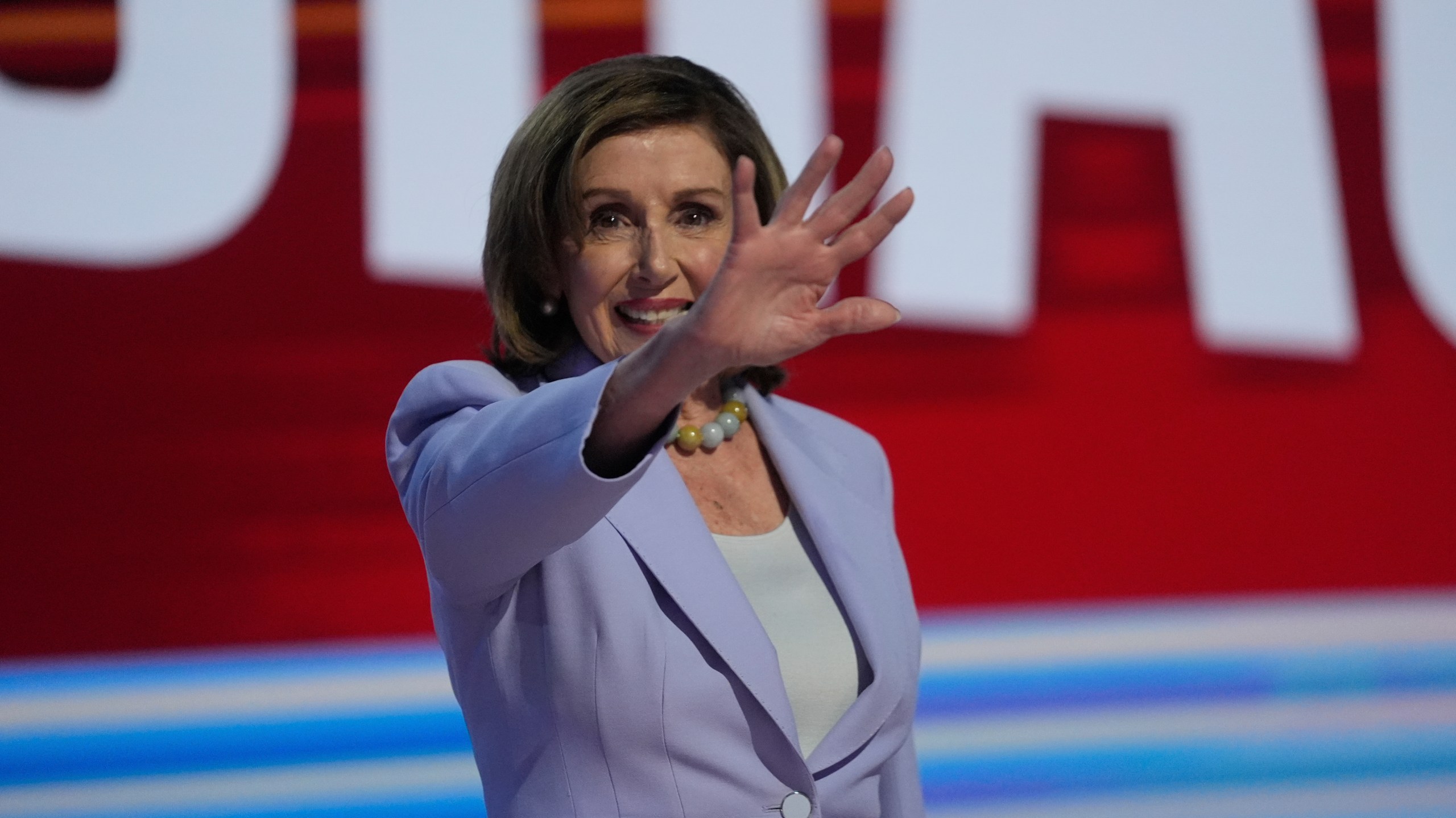 Rep. Nancy Pelosi, D-Calif., speaks during the Democratic National Convention Wednesday, Aug. 21, 2024, in Chicago. (AP Photo/Erin Hooley)