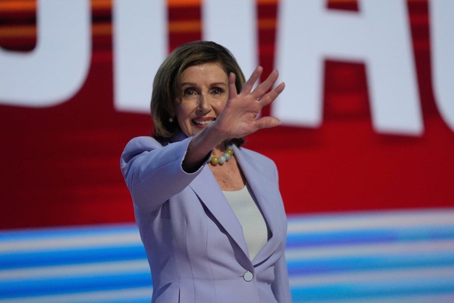 Rep. Nancy Pelosi, D-Calif., speaks during the Democratic National Convention Wednesday, Aug. 21, 2024, in Chicago. (AP Photo/Erin Hooley)