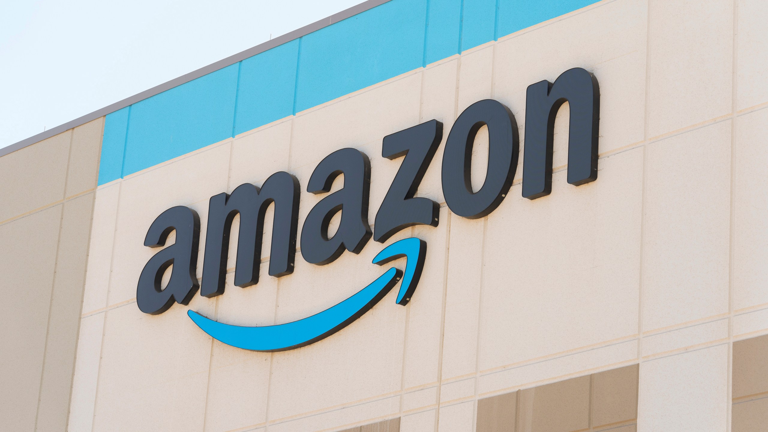 The Amazon logo is seen on the exterior wall of the Amazon OXR1 fulfillment center in Oxnard, Calif., on Wednesday, Aug. 21, 2024. (AP Photo/Damian Dovarganes)