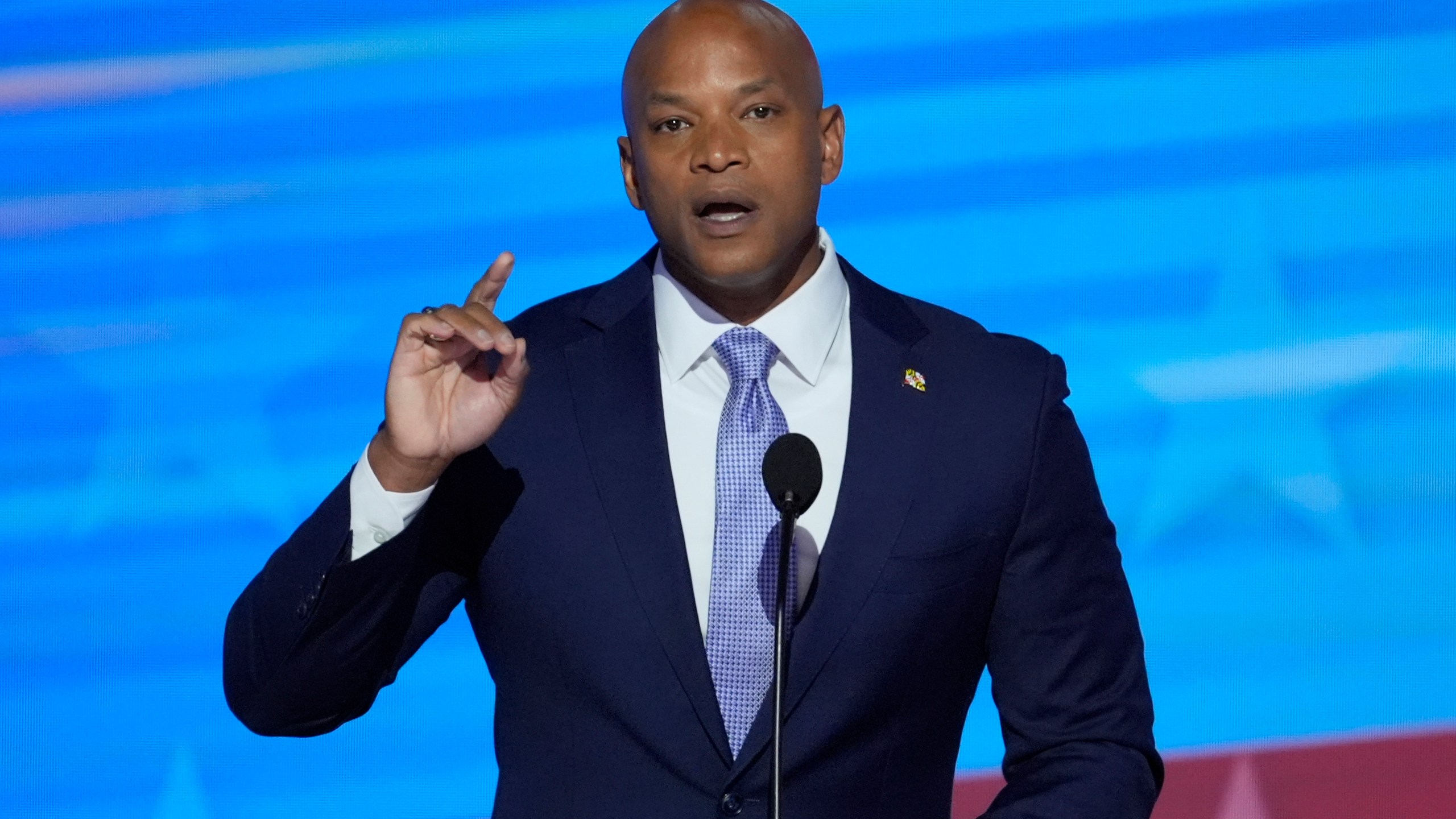 Maryland Gov. Wes Moore speaks during the Democratic National Convention Wednesday, Aug. 21, 2024, in Chicago. (AP Photo/J. Scott Applewhite)