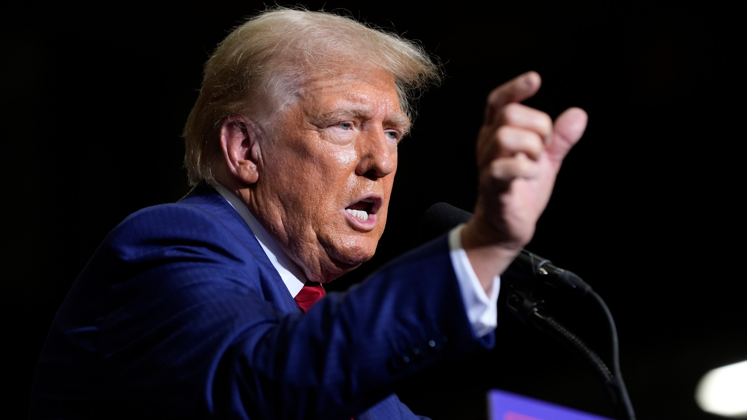 Republican presidential nominee former President Donald Trump speaks during a campaign event at Alro Steel, Thursday, Aug. 29, 2024, in Potterville, Mich. (AP Photo/Alex Brandon)