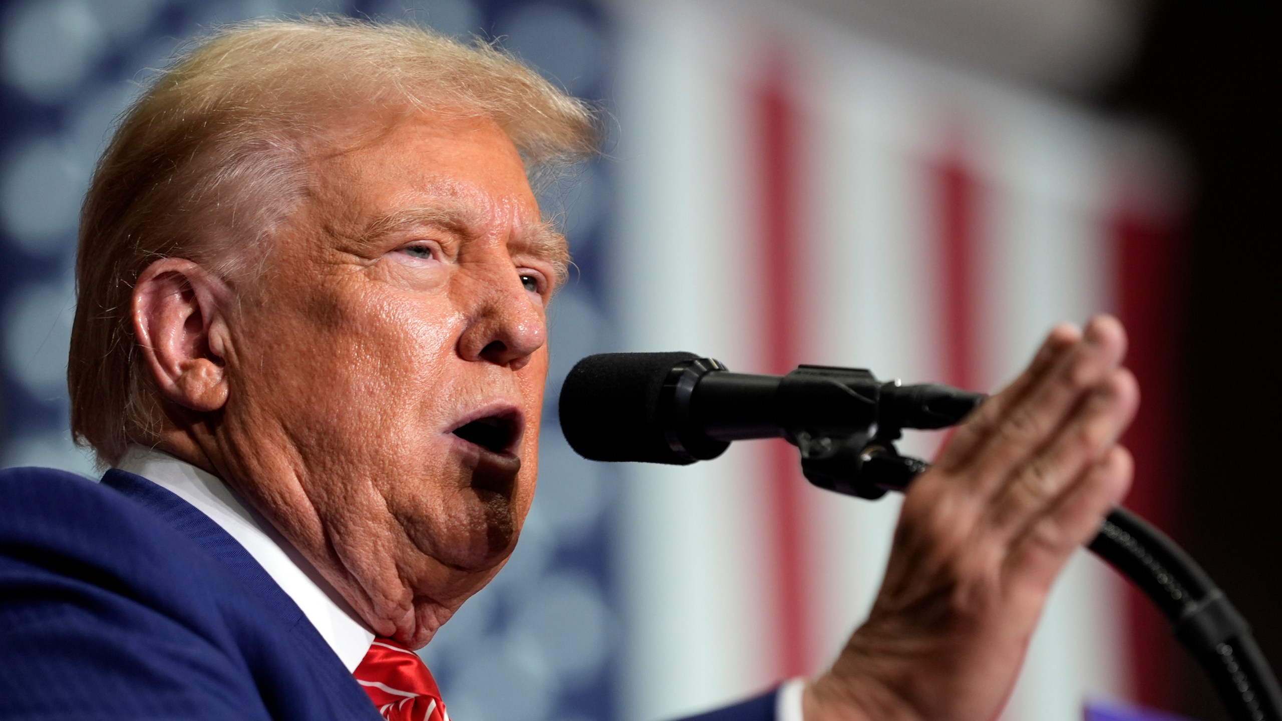 Republican presidential nominee former President Donald Trump speaks at a campaign event, Friday, Aug. 30, 2024, in Johnstown, Pa. (AP Photo/Alex Brandon)