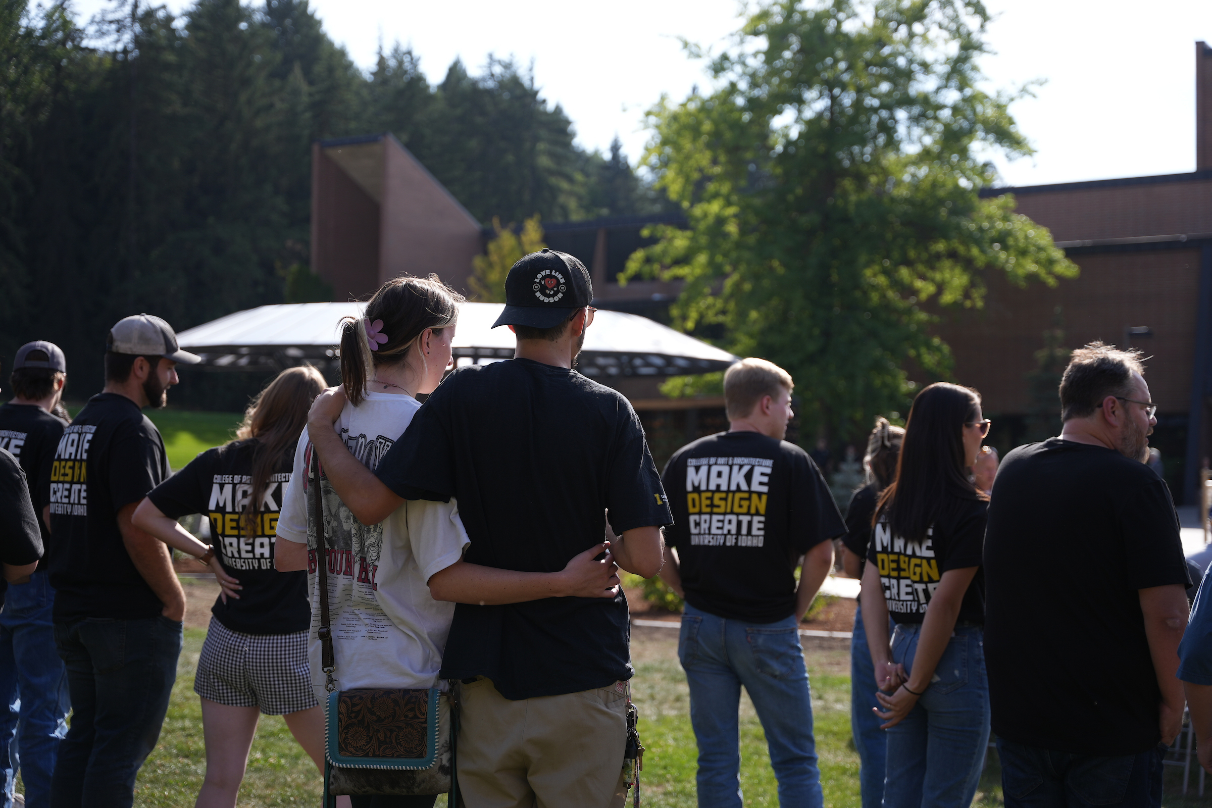 University of Idaho community members gather at the Vandal Healing Garden and Memorial dedication ceremony on Aug. 21, 2024.